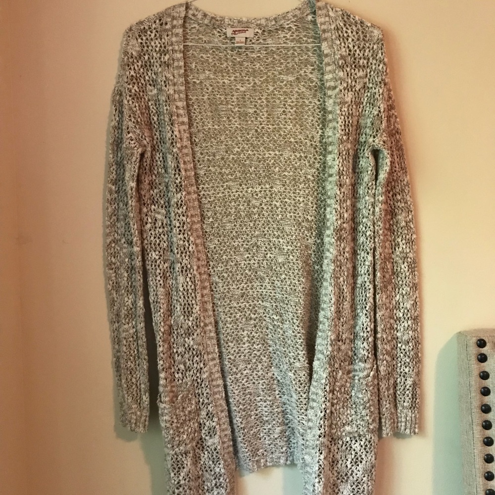 OPEN KNIT KNEE LENTGH CARDIGAN